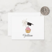 Carte De Correspondance Diplômé de la Cupcake rose (Devant/Arrière en situation)