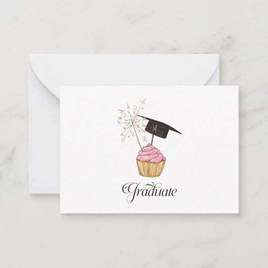 Carte De Correspondance Diplômé de la Cupcake rose (Devant)