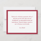 Carte De Correspondance Diplômé Script Rouge Carmine Merci (Dos)