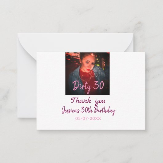 Carte De Correspondance Dirty 30 Anniversaire ajouter nom rose ajouter dat (Devant)