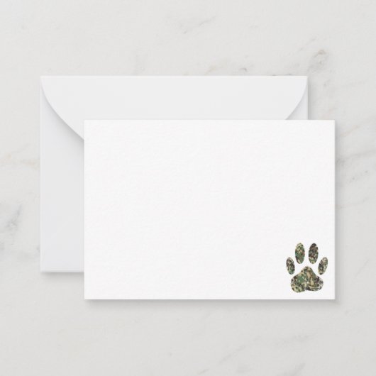 Carte De Correspondance Distressed Camo Dog Paw Print Blank (Devant)