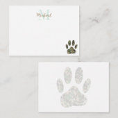 Carte De Correspondance Distressed Camo Dog Paw Print Monogram (Devant / Derrière)