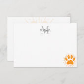 Carte De Correspondance Distressed Sunbeam Dog Paw Custom Monogram (Devant / Derrière)