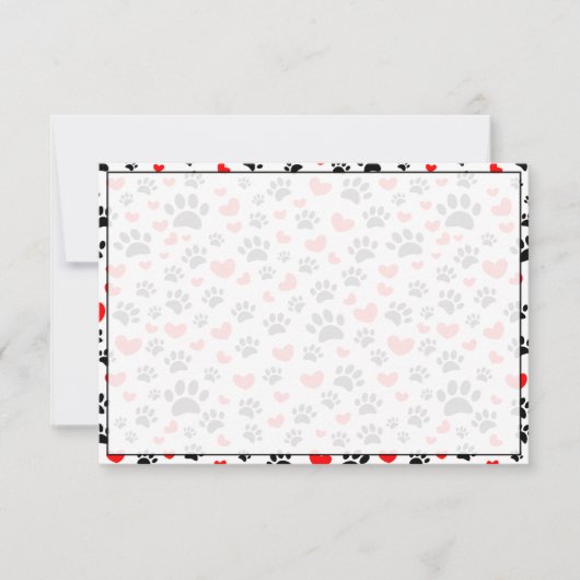 Carte De Correspondance Dog Lover Paw Prints and Hearts Custom (Devant)