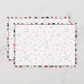 Carte De Correspondance Dog Lover Paw Prints and Hearts Custom (Devant / Derrière)