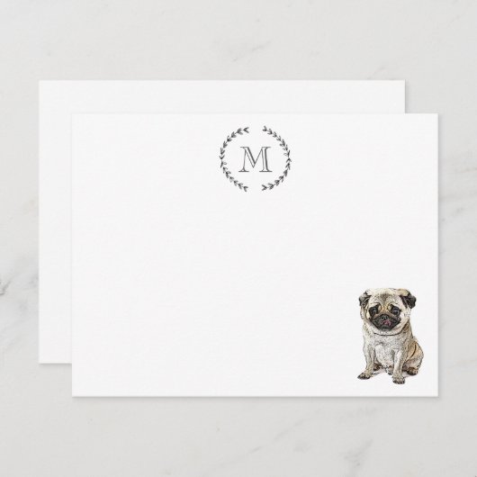 Carte De Correspondance Dog Lover Pug Personalized (Devant / Derrière)