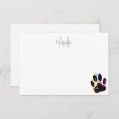 Carte De Correspondance Dog Paw Print With Confetti And Streamer Monogram (Devant / Derrière)