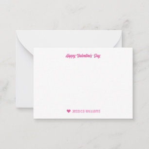 Carte De Correspondance Doodle de coeur mignon Motif Pink Valentine's Day