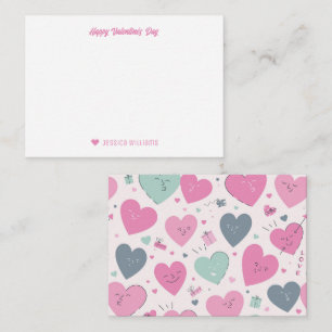 Carte De Correspondance Doodle de coeur mou Motif Saint Valentin