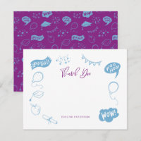 Doodle de Graduation moderne Merci bleu violet