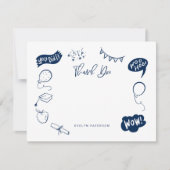 Carte De Correspondance Doodle Moderne Marine Merci bleu (Devant)