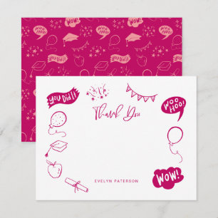 Carte De Correspondance Doodle Pink Merci