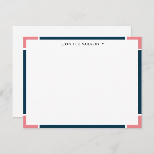 Carte De Correspondance Double bordure moderne (Devant / Derrière)