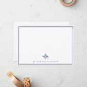 Carte De Correspondance Double bordure professionnelle marine (Devant/Arrière en situation)