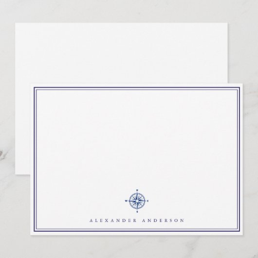 Carte De Correspondance Double bordure professionnelle marine (Devant / Derrière)