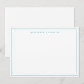 Carte De Correspondance Double bordure turquoise (Devant / Derrière)