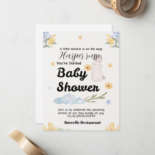 Carte De Correspondance Douces Débuts Collection de Baby Shower (Devant/Arrière en situation)