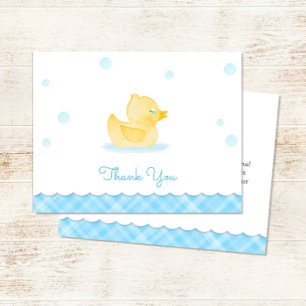 Carte De Correspondance Douche bébé canard en caoutchouc aquarelle remerci