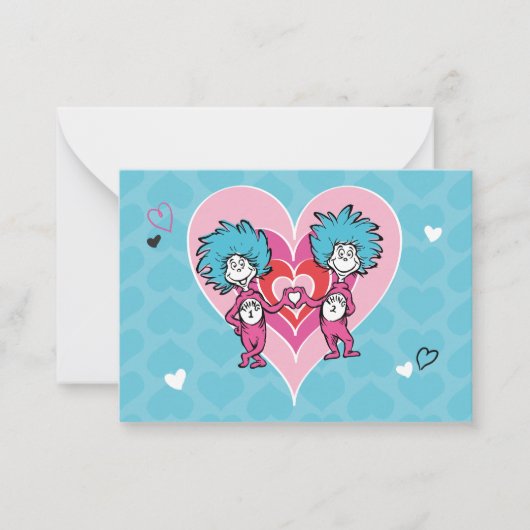 Carte De Correspondance Dr. Seuss Valentine's Day | Thing 1 & Thing 2 (Devant)