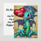 Carte De Correspondance Dragon avec cœur de la Saint-Valentin (Devant / Derrière)