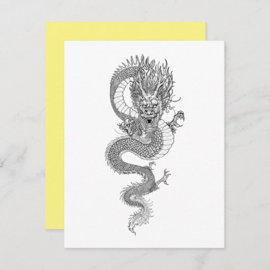 Carte De Correspondance Dragon chinois antique (Devant / Derrière)