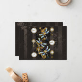 Carte De Correspondance Dragonflies de Steampunk sur arrière - plan rayé b (Devant/Arrière en situation)