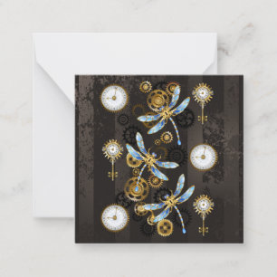 Carte De Correspondance Dragonflies de Steampunk sur arrière - plan rayé b