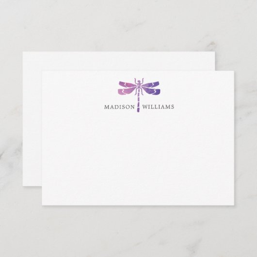 Carte De Correspondance Dragonfly Violet Aquarelle Personnalisé (Devant / Derrière)