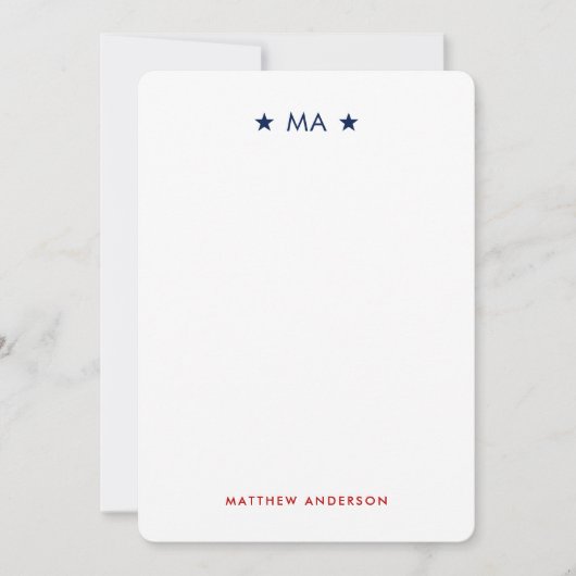 Carte De Correspondance Drapeau américain Monogramme et nom Stabilisation (Devant)