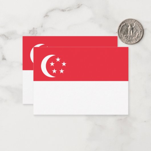Carte De Correspondance Drapeau de Singapour (Devant/Arrière en situation)