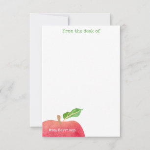 Carte De Correspondance Du bureau de l'enseignant Rouge Apple personnalisé