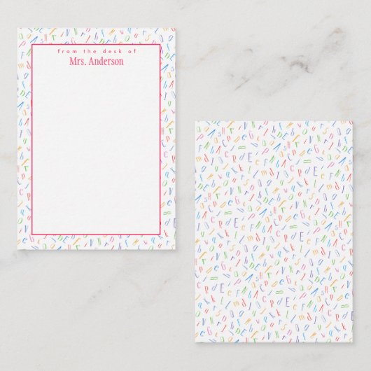 Carte De Correspondance Du bureau de - Nom de l'enseignant personnalisé -  (Devant / Derrière)