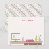 Carte De Correspondance Du bureau de papeterie - Magenta (Devant / Derrière)