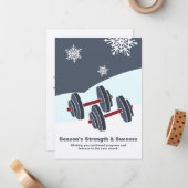 Carte De Correspondance Dumbbell Season's Strength & Success Grey White (Devant/Arrière en situation)