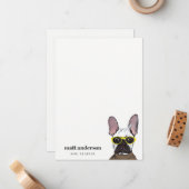 Carte De Correspondance Dusky Blue Retro Blue Français Bulldog Trainer (Devant/Arrière en situation)