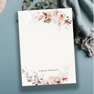 Carte De Correspondance Dusky Fall Marsala Blush Floral Watercolor Mariage