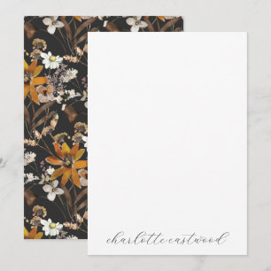 Carte De Correspondance Earthy Rustic Gold Brown Fleurs sauvages d'automne