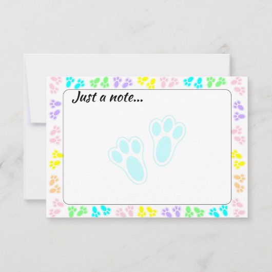 Carte De Correspondance Easter Bunny Paw Print Pattern Just a Note (Devant)