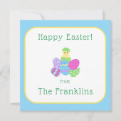 Carte De Correspondance EASTER Chick Eggs and Bright Blue  (Devant)