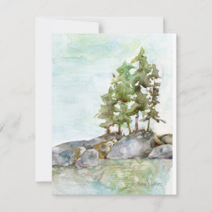 Carte De Correspondance Eau des pins et rochers aquarelle de BWCAW, MN