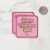 Carte De Correspondance École 3D rose Heureuse Sainte-Valentin pour enfant (Devant/Arrière en situation)