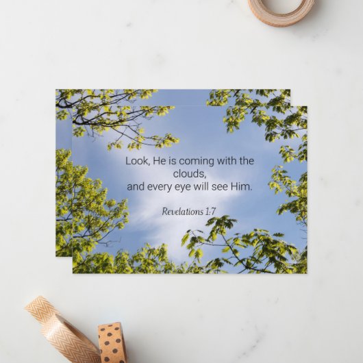 Carte De Correspondance Écriture, Apocalypse 1:7, (Devant/Arrière en situation)