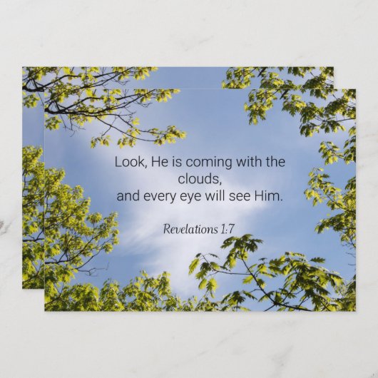 Carte De Correspondance Écriture, Apocalypse 1:7, (Devant / Derrière)