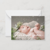 Carte De Correspondance écriture blanche merci nouveau-né garçon photo (Devant)