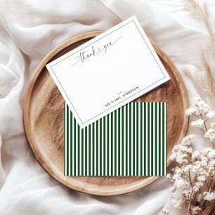 Carte De Correspondance Écriture Calligraphique Mariage Merci Bandes Verte