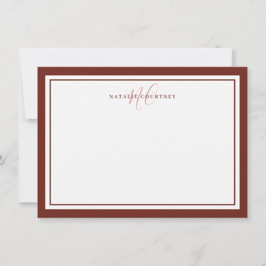Carte De Correspondance Écriture de monogramme deux bordures élégant simpl (Devant)