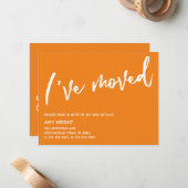Carte De Correspondance Écriture décontractée J'ai déplacé Bright Orange (Devant/Arrière en situation)