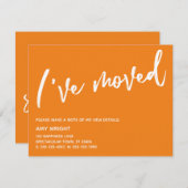 Carte De Correspondance Écriture décontractée J'ai déplacé Bright Orange (Devant / Derrière)