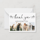 Carte De Correspondance écriture décorative merci 4 photos mariage (Devant)
