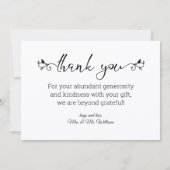 Carte De Correspondance écriture décorative merci 4 photos mariage (Dos)